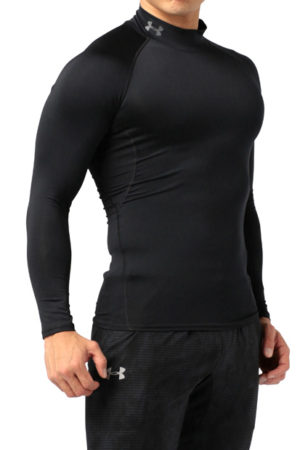 UA HG ARMOUR LS SHIRT MOCK (BLACK)